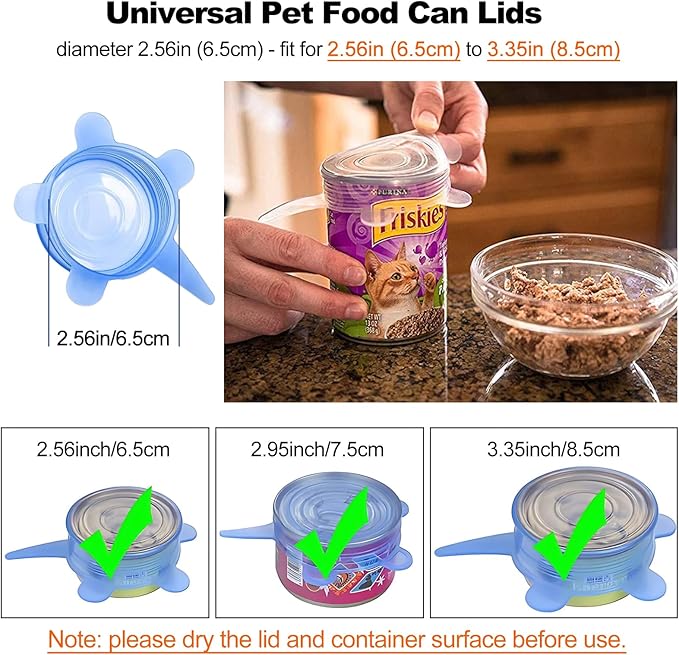 Adpartner Silicone Can Covers Pet Food Can Lids (8-Pack, 2.6in+3.3in), BPA-free Reusable Silicone Canned Food Lids for Soda/Beer Cans, Regular and Wide Mouth Mason Jars Canned Pet Foods