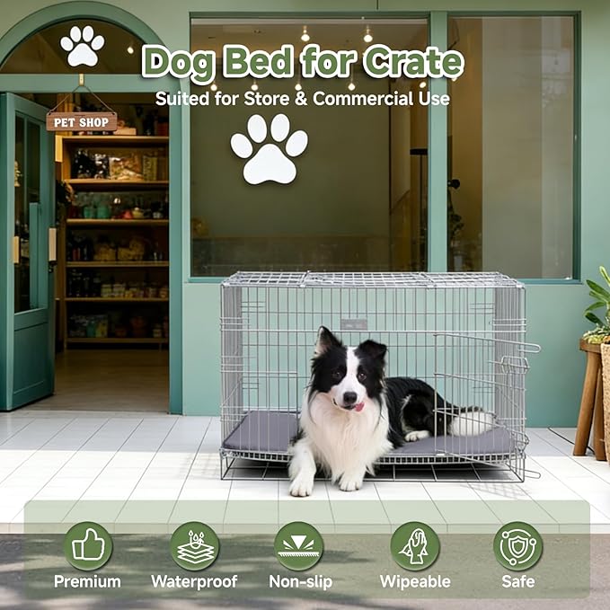 Outdoor Small Dog Crate Pad, Reversible Waterproof Pet Mat Crate Bed, Wipeable Kennel Beds Dog Sleeping for Small Pets, Waterproof, Wipeable, Anti-Slip, Kennel Pad 23 x 17 Inch, Dark Gray