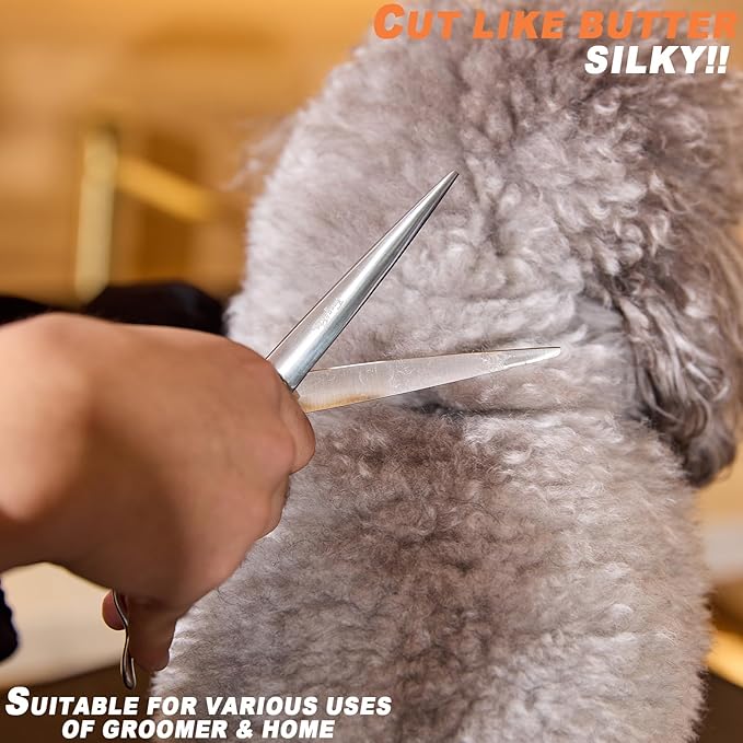 High-end Professional Dog Grooming Scissors Pet Grooming Shears 7 Inches Extremely Very Sharp Made Of Stainless Steel Alloy By Hand For Dog Cat Groomer