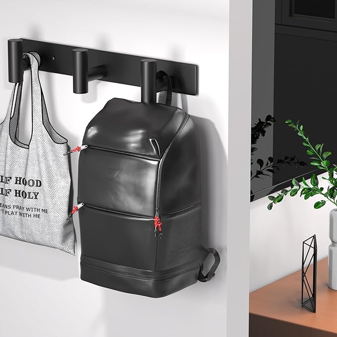 VINHOLD Wall Mounted Coat Rack-3 Hooks, Heavy Duty Stainless Steel Wall Hooks for Towel Coat Bag, Hat Rack Coat Hanger Coat Hooks Towel Racks for Bathroom Entryway Kitchen Hotel Office (Black, 1 Pack)