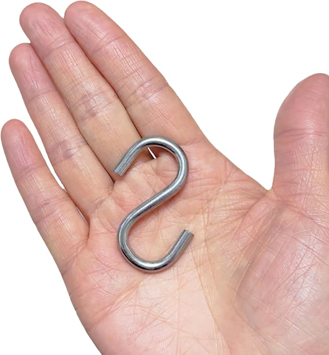 304 Stainless Steel S Hook, S Hook Metal Hanging Practical Hook Connecting Hook for Item Hanging (Dia:3/16in(4mm)-10PCS)