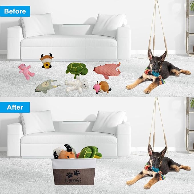 Large Dog Toy Basket Collapsible Dog Toy Box Shape Keeping Rectangle Dog Toy Bin for Pet Toys,Accessories