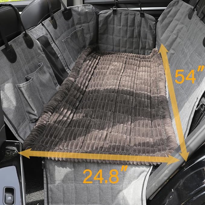 Dog Car Seat Cover for Back Seat, Dog Bed for Car, Fit for Backseat Extenders, Car Seat Protector, Nonslip Soft Durable for Cars Trucks and SUVs (Black, 24.8" x 54")