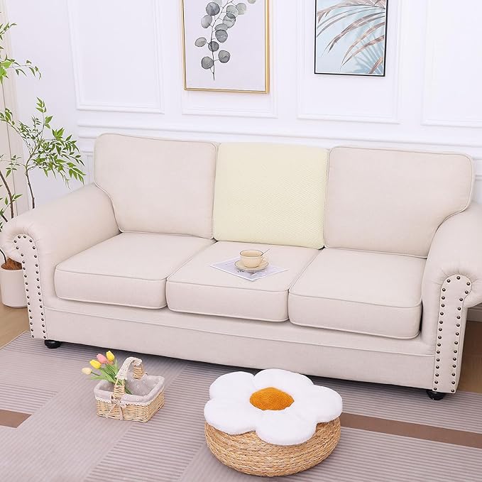 hyha Waterproof Couch Cushion Covers, Wear Resistant Couch Cover, Anti Slip Sofa Slipcovers Washable, Soft Thick Jacquard Furniture Protector for Pets Dog (1 Piece for Backrest M, Beige)