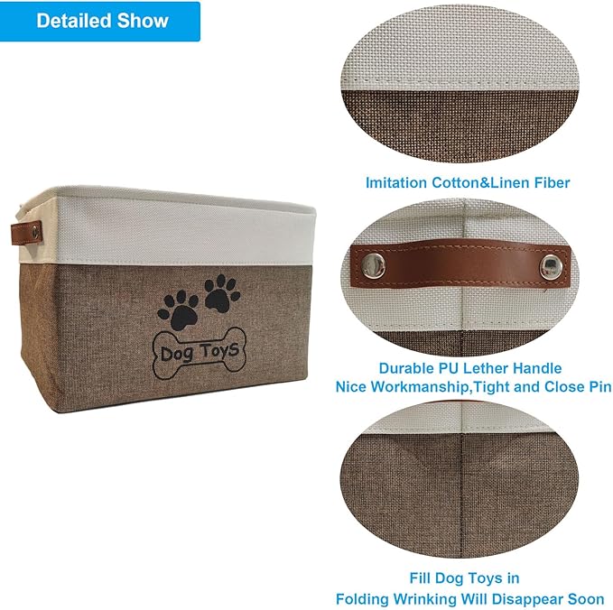 Dog Toy Basket Collapsible Dog Toy Box with Handles Foldable Dog Toy Bin for Pet Toys,Accessories