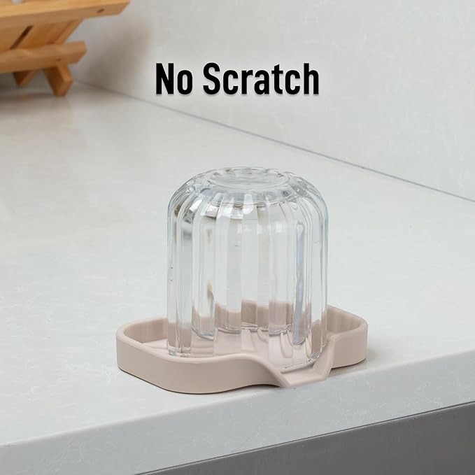 Zulay Kitchen Small Silicone Sponge Holder (4.9x3.3”) – Space-Saving Sink Organizer Tray for Sponge, Soap, Brush & More – Compact Non-Slip Dish for Kitchen & Bathroom (Ivory)