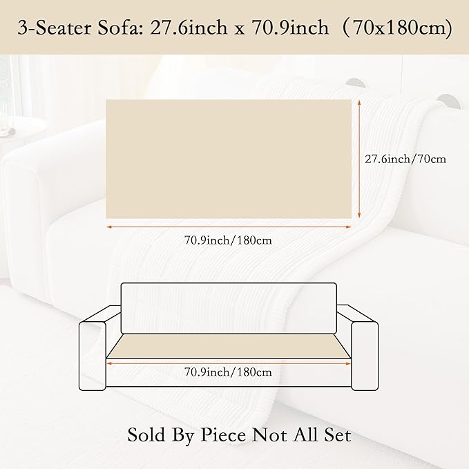 MYSKY HOME Couch Cover for Dogs Washable, Dog Sofa Couch Covers,Washable Non-Slip Couch Sofa Cover Protector Dog Mat for 2 Cushions and Sofas(Light Grey,27.6" x 70.9")