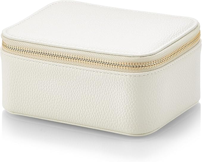 Vlando Jewelry Travel Case,Travel Jewelry Organizer with Clear Velvet Jewelry Bags Zipper Pouch for Women Girl Gift- 8Pcs White