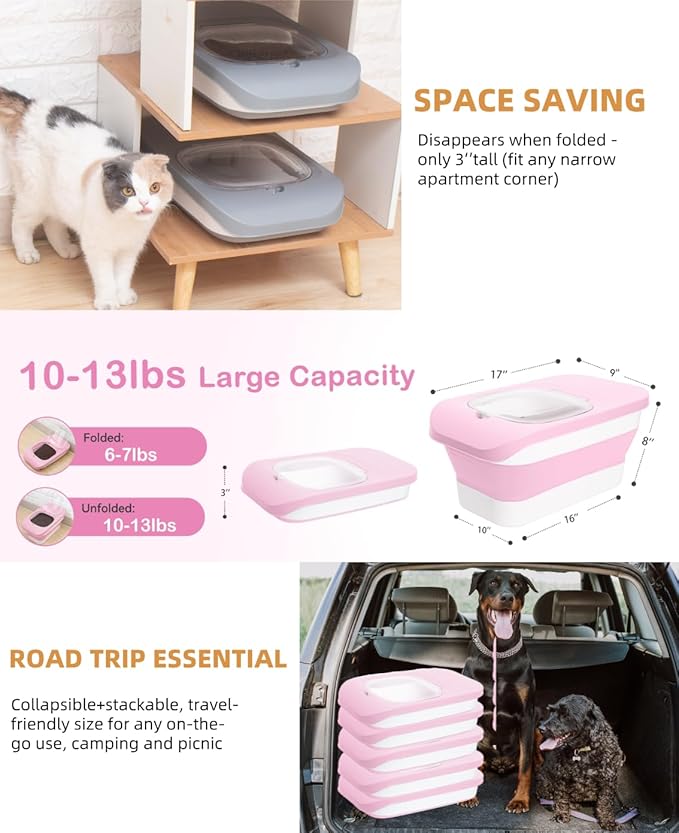 DDMOMMY 10-13 Lbs Dog Food Container, Collapsible Pet Food Storage Containers with Airtight Lid, Pet Food Scoop and Silicone Dog Bowl, Dog Food Storage Container Dry Food for Dog, Cat