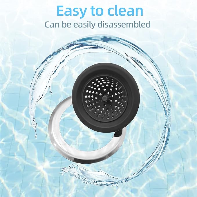 Mi hogar Sink Drain Strainer 2 Pack, 4.5” Wide Rim Silicone Kitchen Sink Stopper & Food Catcher, Flexible Drain Hair Catcher & Strainer Basket for Kitchen Bathroom Utility Sink, Easy to Clean