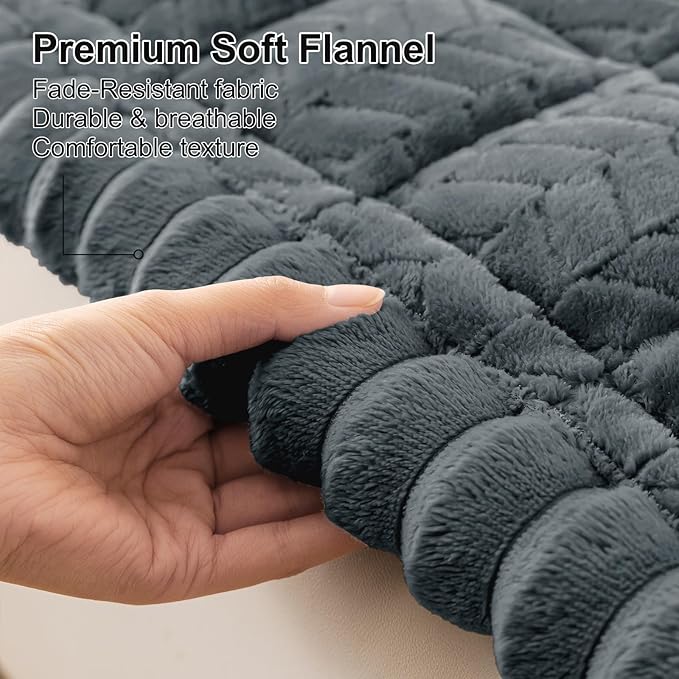 Smiry Non Slip Couch Covers for Dogs, Fuzzy Pet Couch Covers for 2-3 Cushion Sofa Pet Friendly, Soft Sofa Slipcovers Cushion Furniture Protector Washable (Dark Grey, 43" x 63")