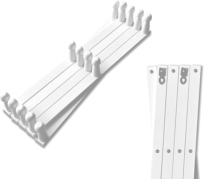 Mercurial Trade Expandable Wooden Coat Rack Hanger - Large Accordion Hanger with Expanding Pegs | Hand Made Modern Wooden Hat Rack for Wall | Hang Coat, Jacket, Hat | Wall Rack – 14 Hook, Chalk White