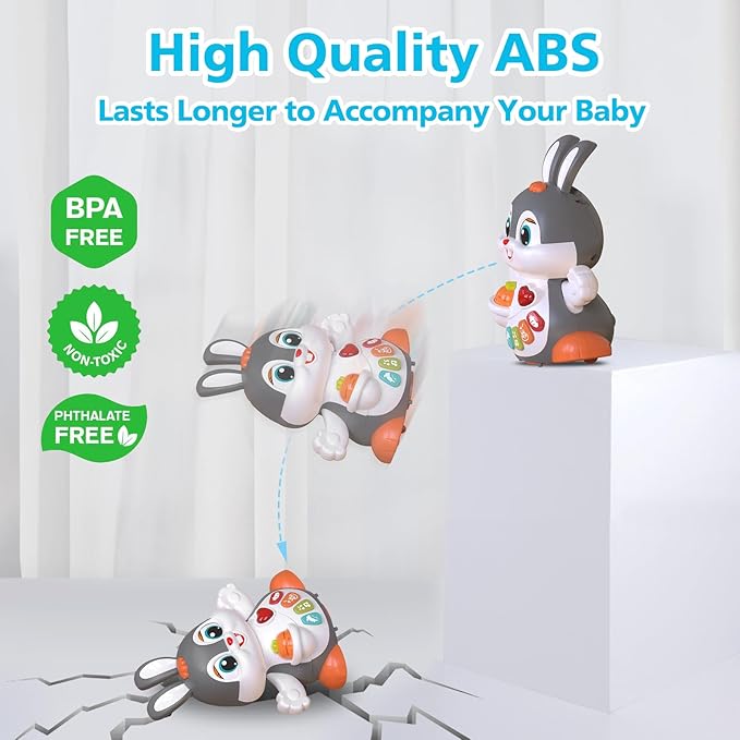 Yerloa Singing Dancing Bunny Toy for Babies 6-12 Month, Musical Crawling Bunny for 1 2 Year Old Boy Girl, Tummy Time Toy Birthday for 6 7 8 9 10 11 12 Months Old
