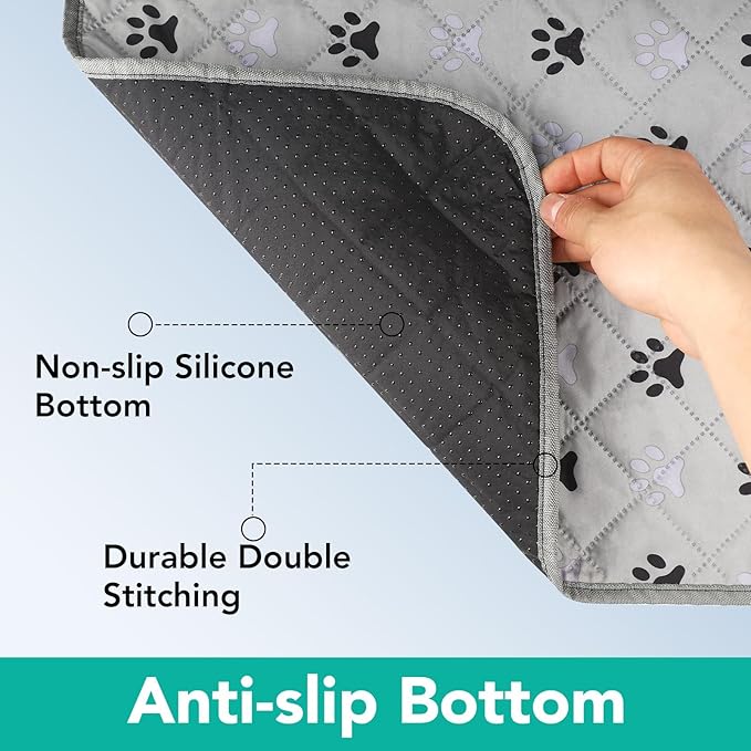 FUWERY Washable Pee Pads for Dogs ,34"X36", Thick Heavy Absorbency Reusable, Prevent Leakage, Non-Slip Pee Pads for Puppy Playpen,Potty Training, Grey, 2 Packs