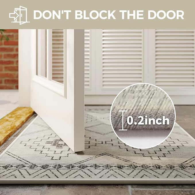YDKGL Indoor Door Mat 20"x31",Beige Door Mats Indoor Entrance Dirt Resistant & Absorbent, Non-Slip Rubber Backing Front Door Mats,Washable Low-Profile Doormat for Entryway, Inside Home Entrance