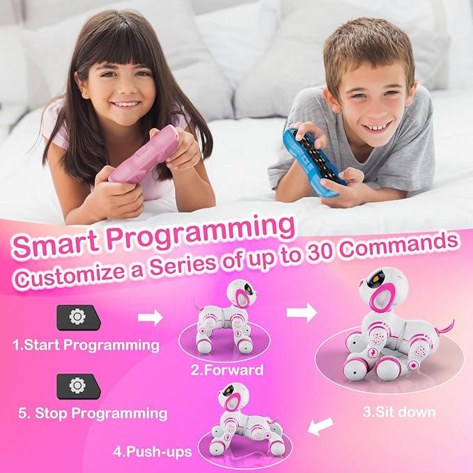 Contixo R3 Robot Dog Toy for Kids - Interactive Remote Control Smart Dancing Robotic Pet for Boys & Girls Ages 3-12 - Pink