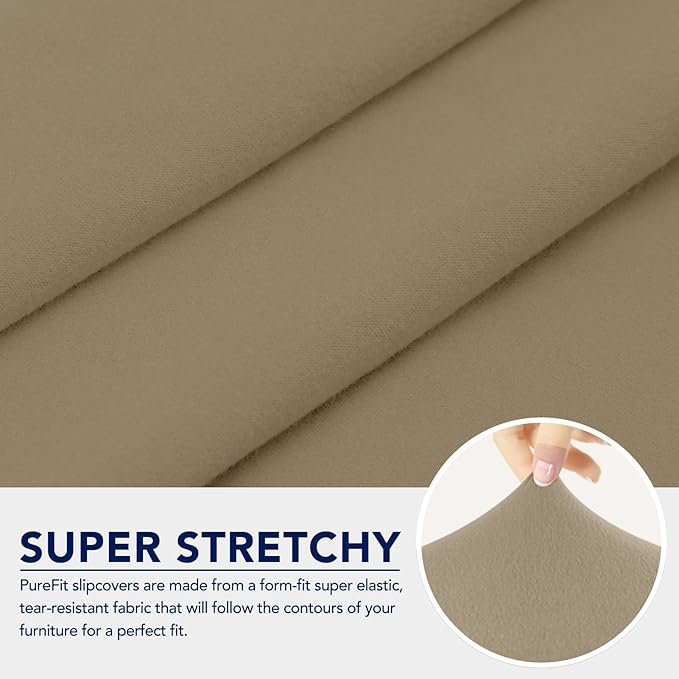 PureFit 100% Dual Waterproof Couch Cover Slipcovers for Couches and Sofas - Stretch Non Slip Fleece Sofa Covers Washable, Leakproof Furniture Protector for Kids, Pets, Dog (Oversized Sofa, Natural)