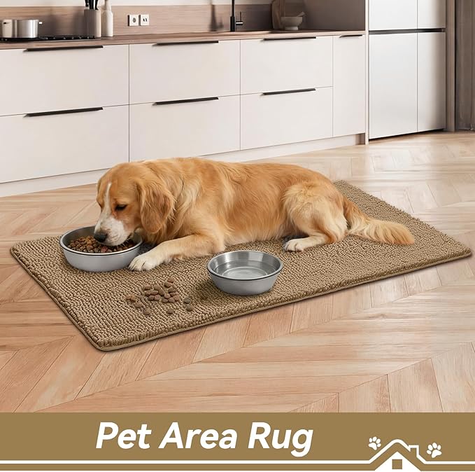 Bcoimo Super Absorbent Dog Door Mat, 48"*30" Anti Slip Mat for Muddy Paws, Pet Rugs for Dirty Paws Washable That Absorbs Moisture and Dirt, for Dog Cage and Pet Resting Carpet