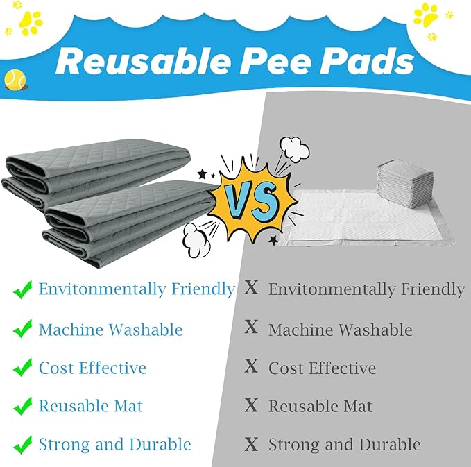 Washable Pee Pads for Dogs 72"×72" Reusable Puppy Pads Extra Large, Waterproof Pet Training Pads Leakage Non-Slip, Dog Pee Pads Whelping Pads for Playpen, Crate, Sofo, Car, Bed