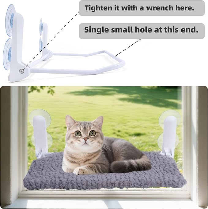 AIWIKIDE 2PC Cat Window Perch, Easy Install Bracket, Portable Wall Hammock for Indoor Cat, Grey