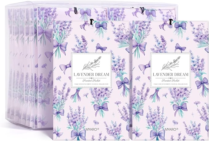 MYARO 20 Packs Fresh Lavender Scent Air Freshener for Drawer and Closet Long Lasting Sachets Bags Drawer Odor Deodorizers Home Car Fragrance