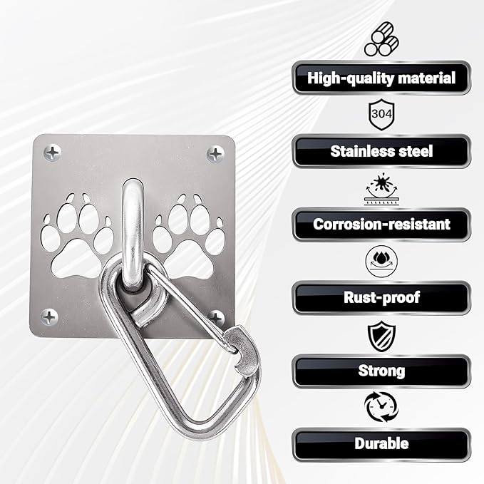 Medoparts Heavy Duty Dog Leash Wall Hook, Secure Dog Leash Parking - Stainless Steel Pet Leash Holder for Large Dogs for Indoor/Outdoor Use, Patio, Grooming Shops, Cafes, Commercial Locations