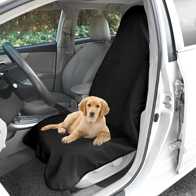 Waterproof Sweating Car Seat Cover for Post Gym Workout, Running, Swimming, Beach and Hiking, Universal Fit Non-Slip Bucket Seat Protector for Cars SUV Trucks, Machine Washable (Off-White)