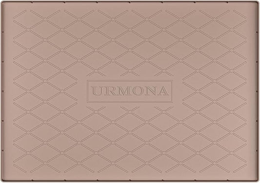 URMONA 31" x 19" Waterproof Silicone Mat in Multiple Sizes & Colors, Under Sink Mat for Kitchen & Bathroom, Pet Food Pad for Dogs & Cats, Kitchen Cabinet Liner, Multi-Purpose for Storage(Khaki)
