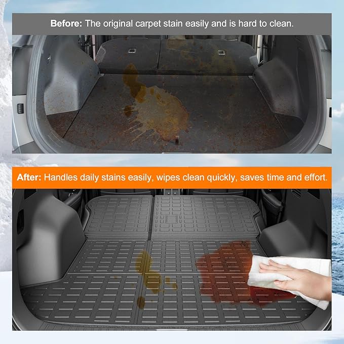 powoq Fuel Cargo Mat Compatible with 2023-2026 Kia Sportage Cargo Liner NO Hybrid Backrest Mat TPE Replacement for 2023 2024 2025 2026 Kia Sportage Accessories (Trunk Mat with Backrest Mats)