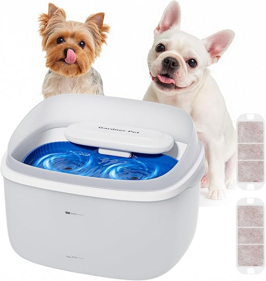 Gardner Pet 1 Gallon Pet Water Fountain, Vortex Dog Water Fountain, Ultra Quiet Automatic Cat Fountain with Filter, Transparent Tank, Splash-Proof, Easy to Clean,Without Adapter (White)
