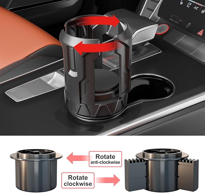 Cup Holder Expander, Car Cup Holder Expander for Yeti, Hydro Flask, Nalgene, Takeya, Camelbak, Ramblers, Owala, Tumblers, Mugs, Bottles in 2.6"- 4.8", No Tools Required