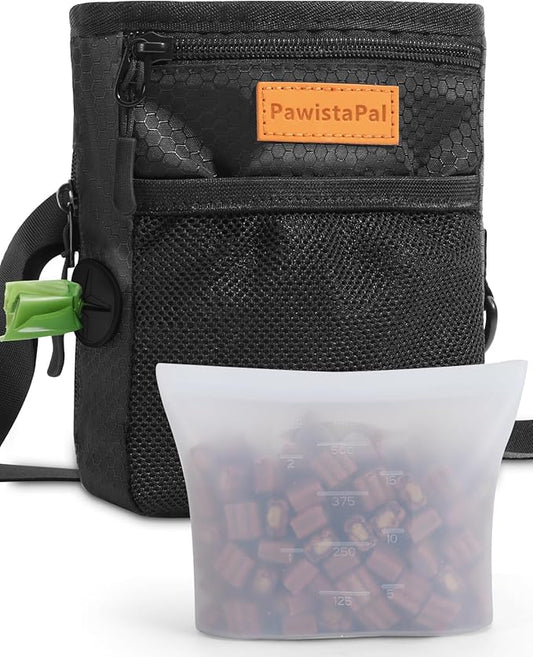 Dog Treat Pouch for Pet Training, One-Hand Magnetic Closure, Hands-Free Treat Bag with Silicone Liner, No Mess No Smell