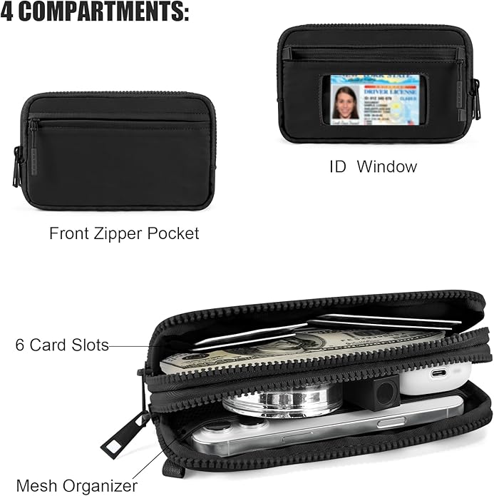 Checkered WristleWallets for Women, RFID Wallet Crossbody with 4 Zippers, Credit Card Holder Cell Phone Organizer