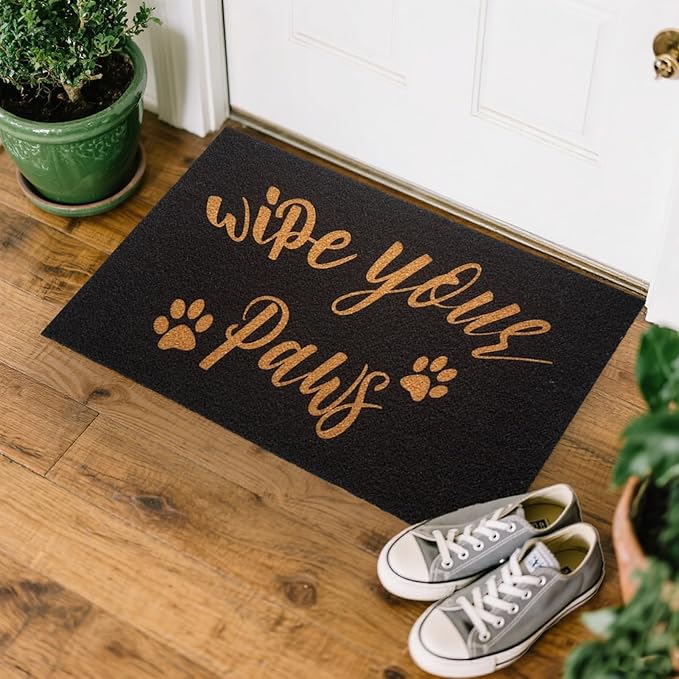 CHACHAHAER Wipe Your Paws Doormat Outdoor Welcome Mat, Funny Dog Paw Doormat, Suitable for Entry, Front Door, Indoor 30"(W) X 17"(L)