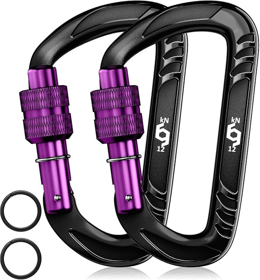 12kN (2697 lbs) Heavy Duty Carabiner Clips, for Securing Pets, Outdoor, Camping, Hiking, Hammock, Dog Leash Harness, Keychains