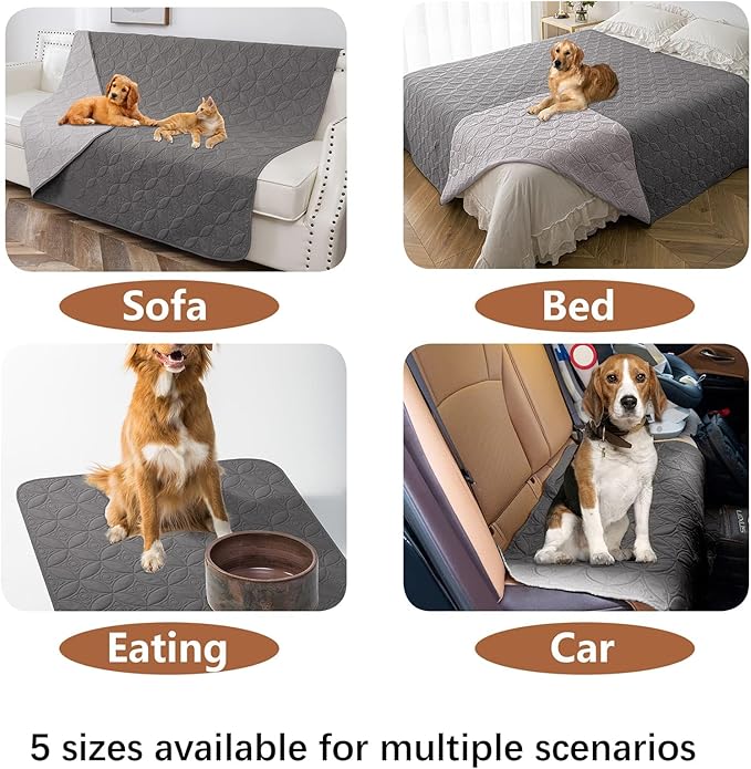 Waterproof Dog Blanket, 82x82 inches Pet Couch Covers for Sofa, Bed Furniture Protector from Dogs Washable and Reversible-Lightgrey+Darkgrey