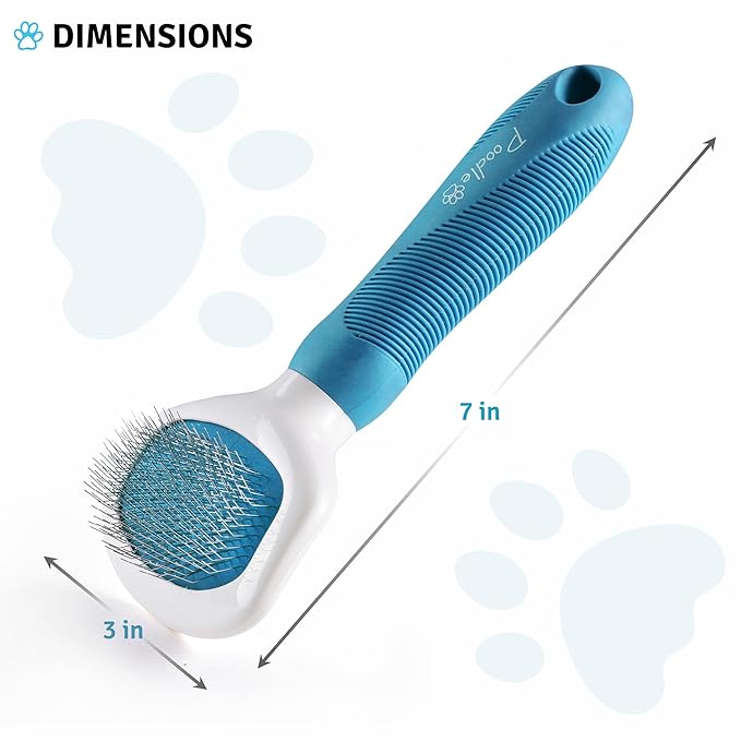 Poodle Pet Slicker Brush - For Dogs, Cats, and Rabbits - Removes Matted Fur, Knots, and Loose Hair - Suitable for Grooming Doodles and Goldendoodles with Short or Long Hair