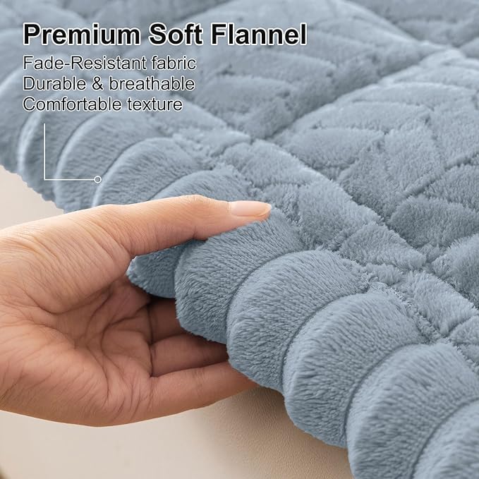 Smiry Non Slip Couch Covers for Dogs, Fuzzy Pet Couch Covers for 2-3 Cushion Sofa Pet Friendly, Soft Sofa Slipcovers Cushion Furniture Protector Washable (Haze Blue, 43" x 63")