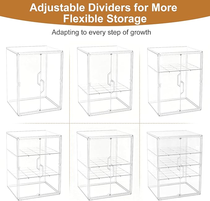 ERTIUANIO Baby Bottle Organizer – 4 Tier Bottle Storage Organizer Baby with Double Magnetic Doors for Nipples, Pump Parts, Food Jars – Clear Nursery Cabinet for Countertop Kitchen