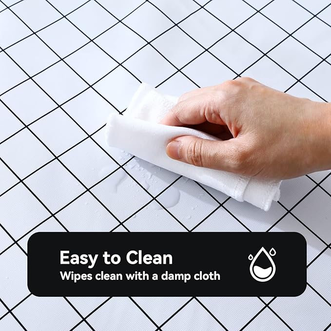 Romanstile Rectangle Vinyl Tablecloth, 100% Waterproof Oil-Proof Checkered Plastic Table Cloth, Heavy Duty Wipeable Table Covers for Dining, Camping, Picnic, Outdoor - 52 x 70 Inch, White