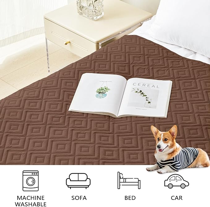 hyha Waterproof Dog Blanket, Soft Pet Bed Blankets, Waterproof Sofa Couch Cover for Dogs Washable, Reversible Pet Couch Covers for Sofa Furniture (40x50 Inch, Brown/Chocolate)