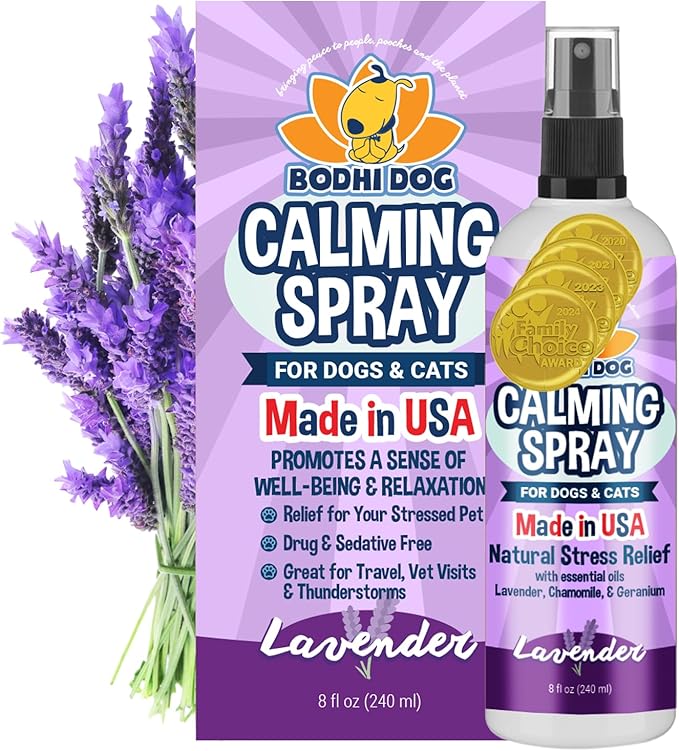Bodhi Dog Natural Calming Spray for Dogs - Anxiety Relief for Grooming, Travel, Fireworks & More - Gentle Care for Pets - Made in USA - Calming Lavender Scent (8 Fl Oz)