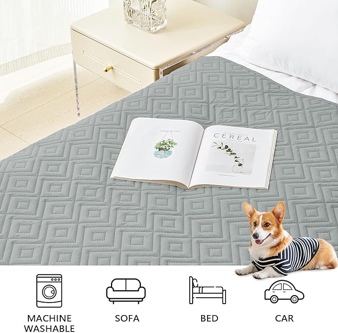 hyha Waterproof Dog Blanket, Soft Pet Bed Blankets, Waterproof Sofa Couch Cover for Dogs Washable, Reversible Pet Couch Covers for Sofa Furniture (82x82 Inch, Grey/Dark Grey)