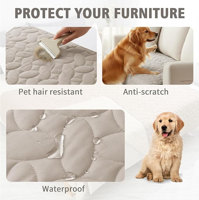 Ameritex Waterproof Pet Bed Cover Anti-Slip Dog Bed Blanket for Sofa and Furniture Waterproof New Pattern Design (Khaki, 30x70 Inch (Pack of 1))