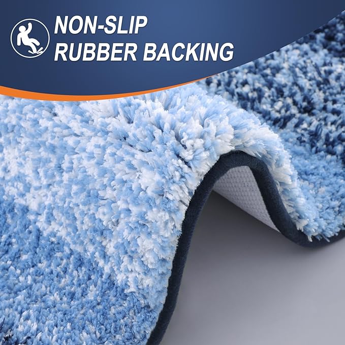 OLANLY Bathroom Rugs Mat 30x20, Extra Soft Absorbent Microfiber Bath Rugs, Rubber Backing, Quick Dry, Machine Washable Bath Mats for Bathroom Floor, Tub and Shower, Home Decor Accessories, Navy