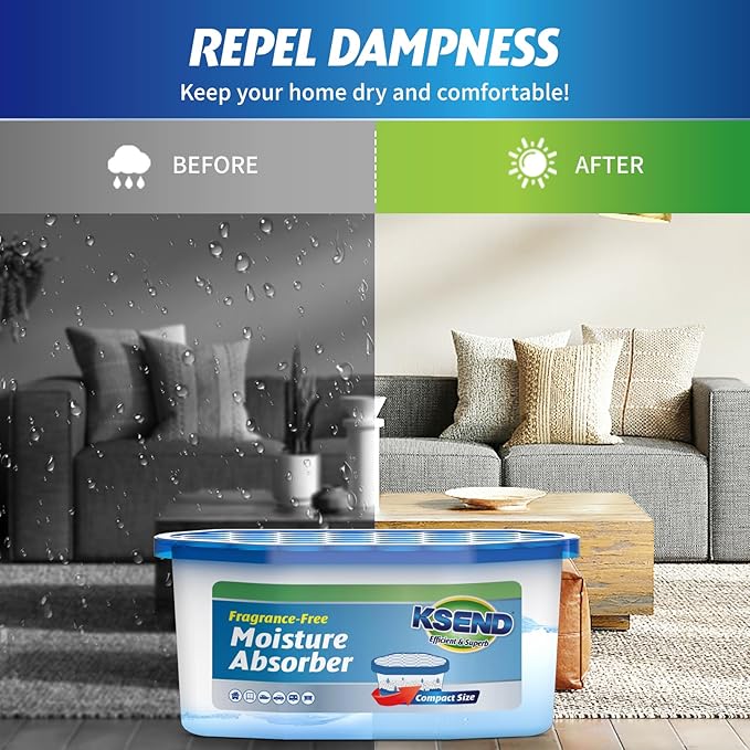 Moisture Absorbers, 24 Pack, Compact Dehumidifier for Closet, Efficient Humidity Absorber Boxes, Moisture Absorber for Closet, Odor Eliminator with Fragrance Free, Blue, 6.4oz, 300ml