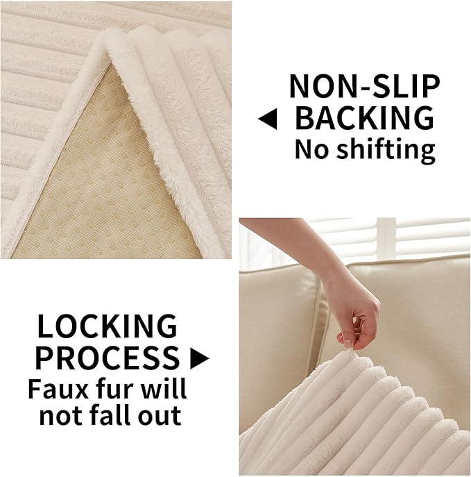 HAOMAIJIA Waterproof Couch Cover for Dogs Washable,Fuzzy Pet Couch Covers for Sofa,Thick Soft Dog Bed Cover Non-Slip Couch Covers for 2 Cushion Couch Sofa Pet Friendly (Off White, 35" x 62")