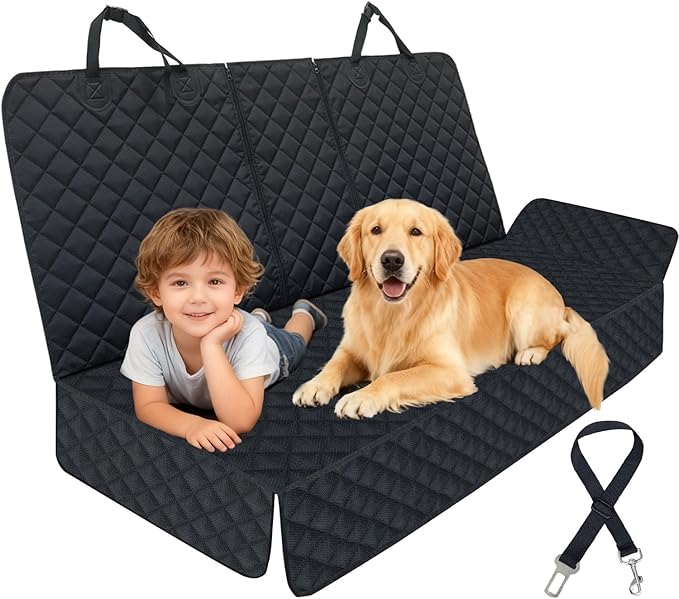 HNCPSY Dog Car Seat Cover for Back Seat Pet Cover for Dogs, Waterproof Nonslip Car Seat Covers Protector Scratchproof Pet Bench Seat Covers for Cars, Truck, SUV
