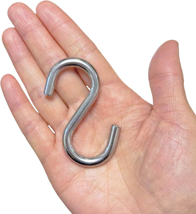 304 Stainless Steel S Hook, S Hook Metal Hanging Practical Hook Connecting Hook for Item Hanging (Dia:1/4in(6mm)-6PCS)