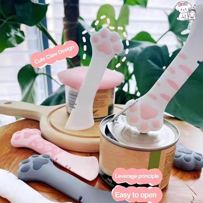 Mwellewm6Pcs Pet Food Can Supplies Set 2Pcs Universal Silicone Cat Food Top Covers Lids 2Pcs Multifuctional Mini Spatula Pet Can Opener 2 Dog Spoons for Pets Dogs Cats Feeding Can(pink)